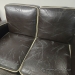 Black Leather Sofa Set With Trim - Loveseat, Armchair, Ottoman